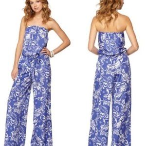 Lilly Pulitzer Farrah Blue Tide Pools Strapless Jumpsuit